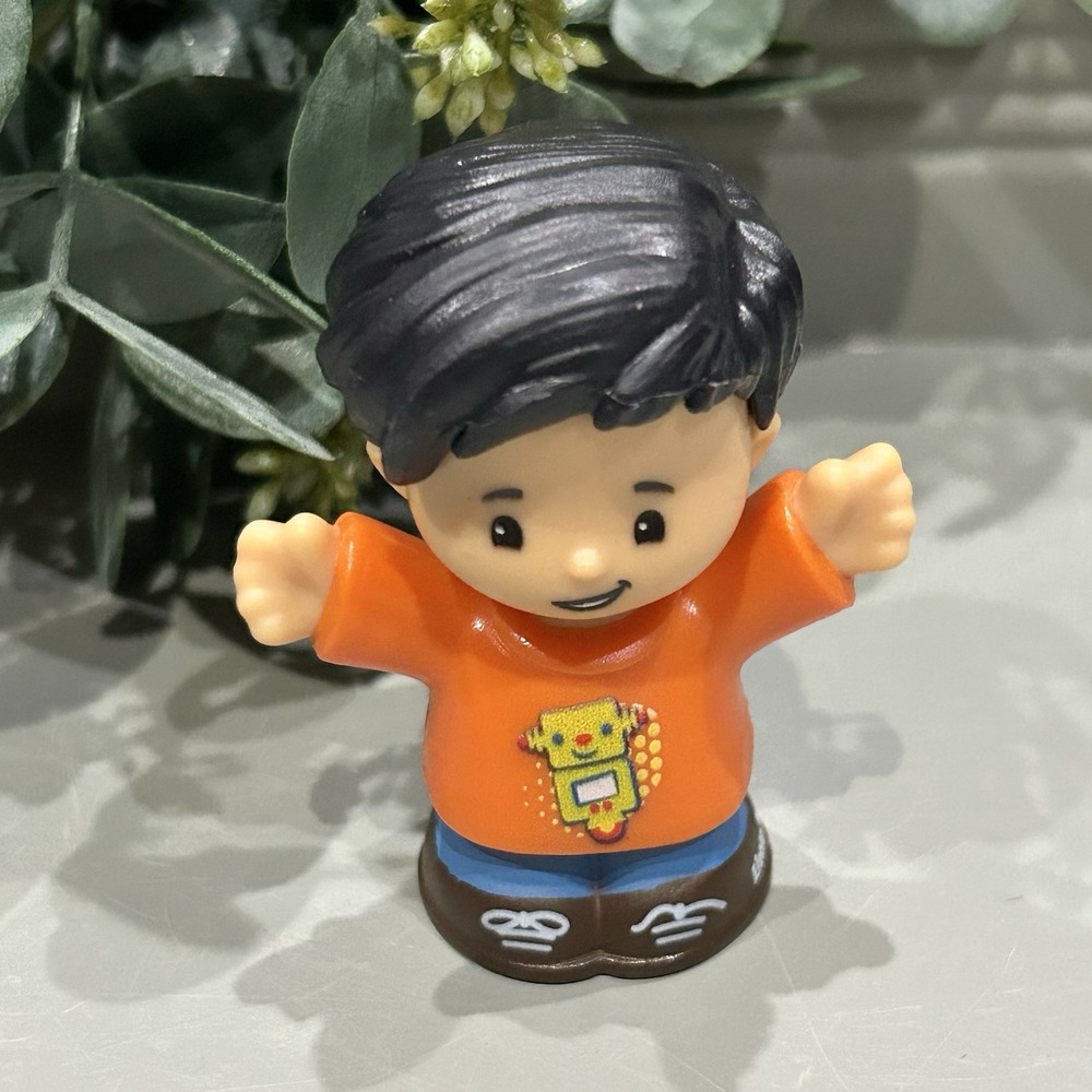 Fisher Price Little People 2016 Koby Boy Black Hair Village Town Robot Shirt #2